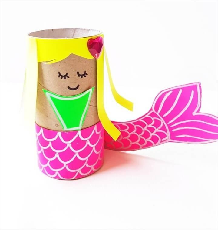 Kid Summer Crafts Mermaid Paper Roll DIY Tutorial