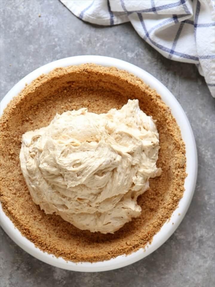 Peanut Butter Mousse Pie with Marshmallow Whipped Cream and Pretzel Crust