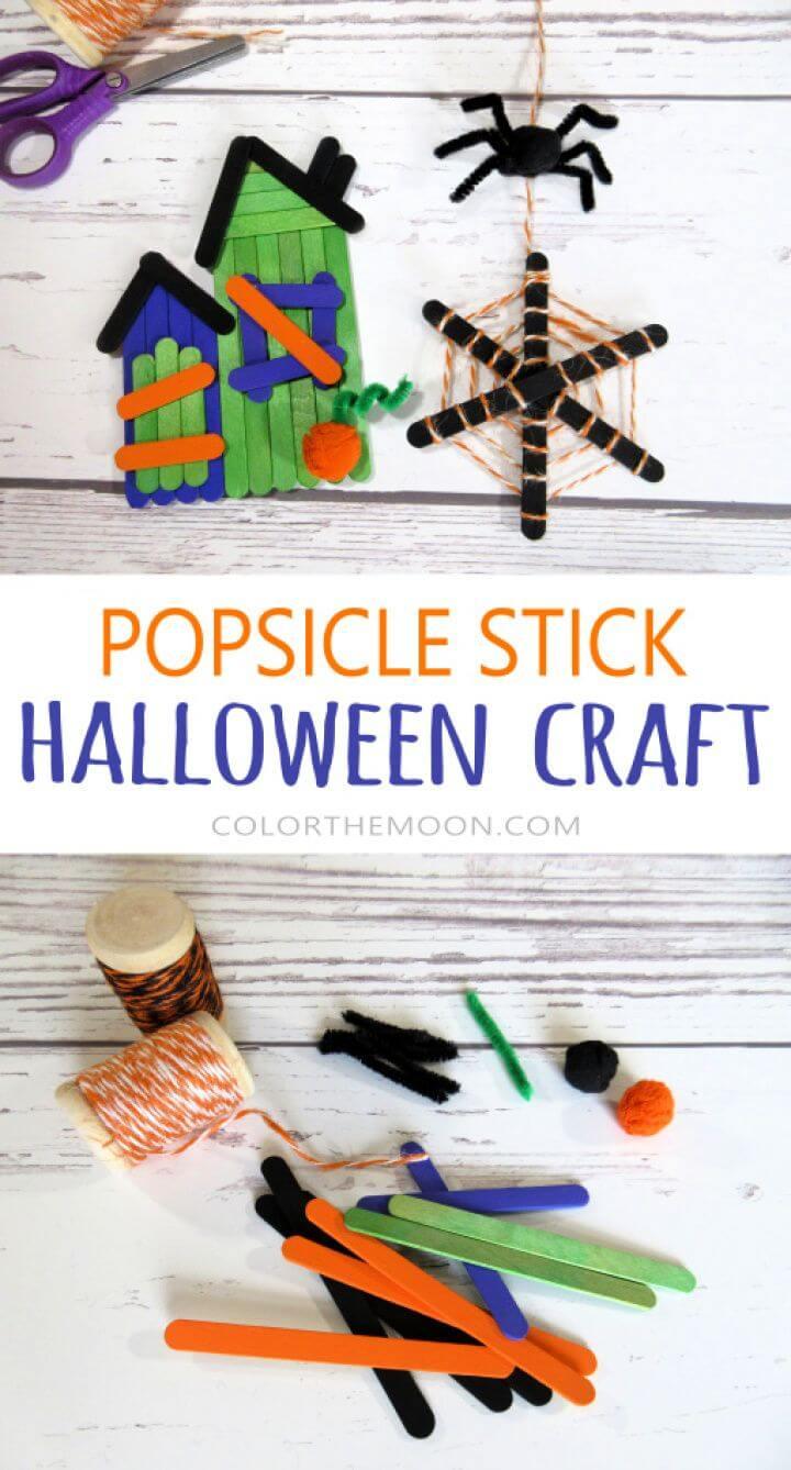 Popsicle Stick Halloween Craft For Kids