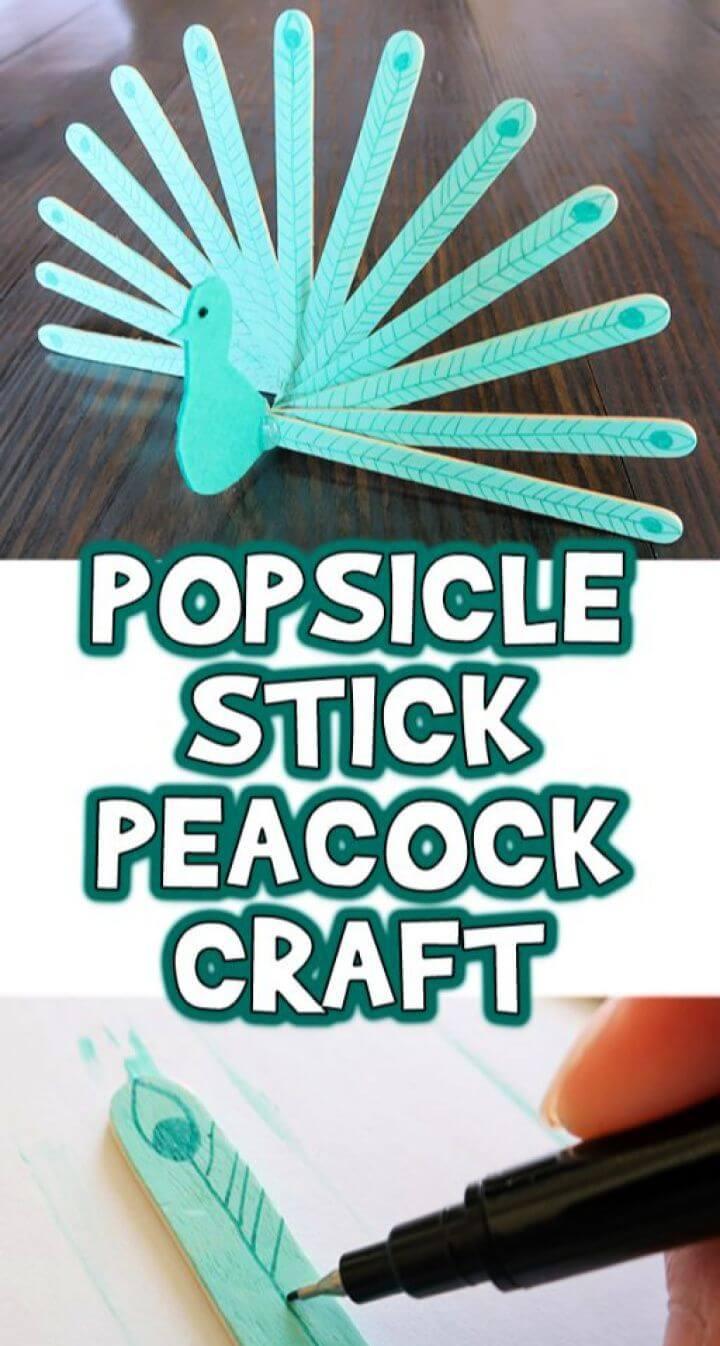 Popsicle Stick Peacock Craft