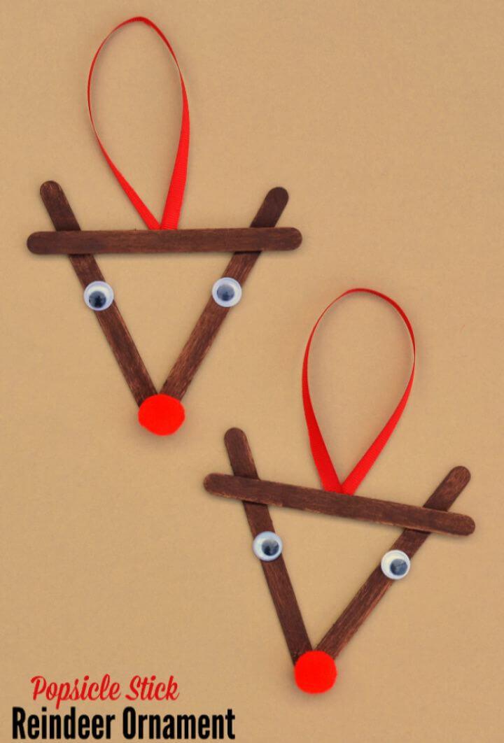 Popsicle Stick Reindeer Kid Christmas Ornament