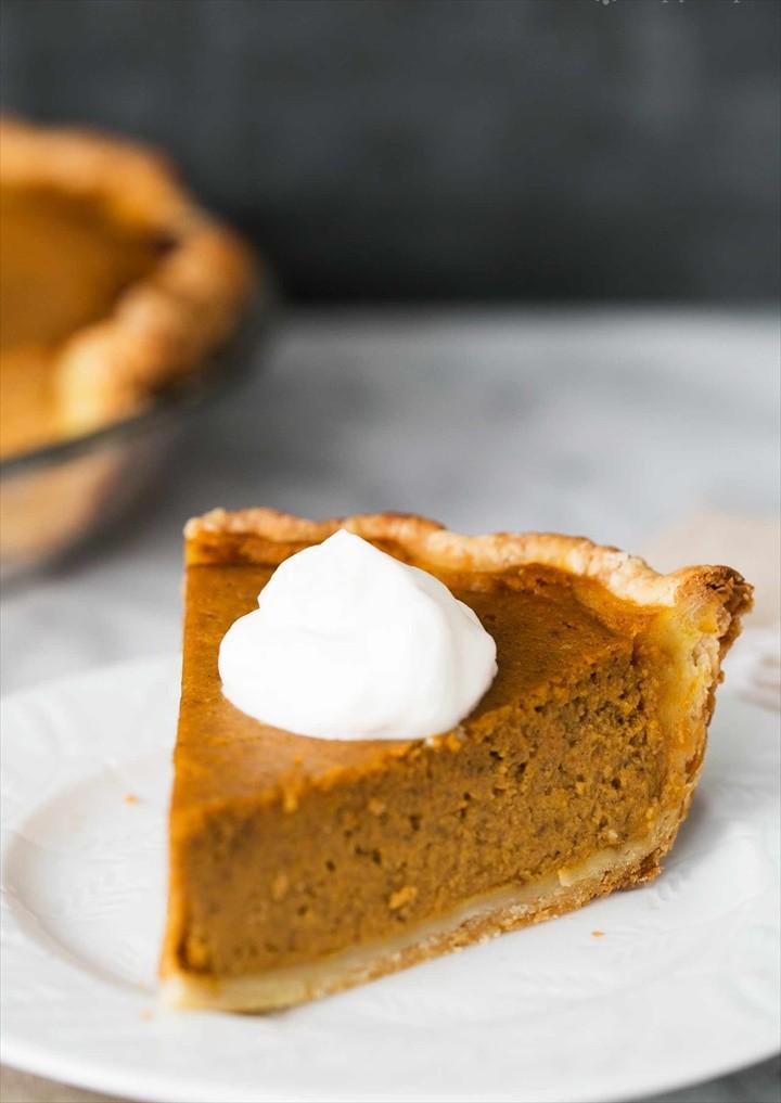 Pumpkin Pie Served with Whipped Cream