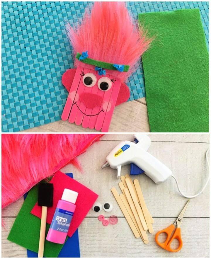 Trolls Poppy Popsicle Stick Craft for Kids