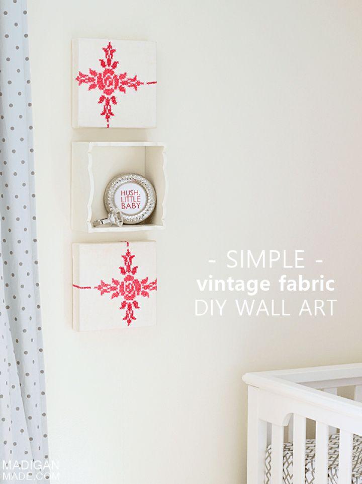 Vintage Fabric Wrapped DIY Wall Art