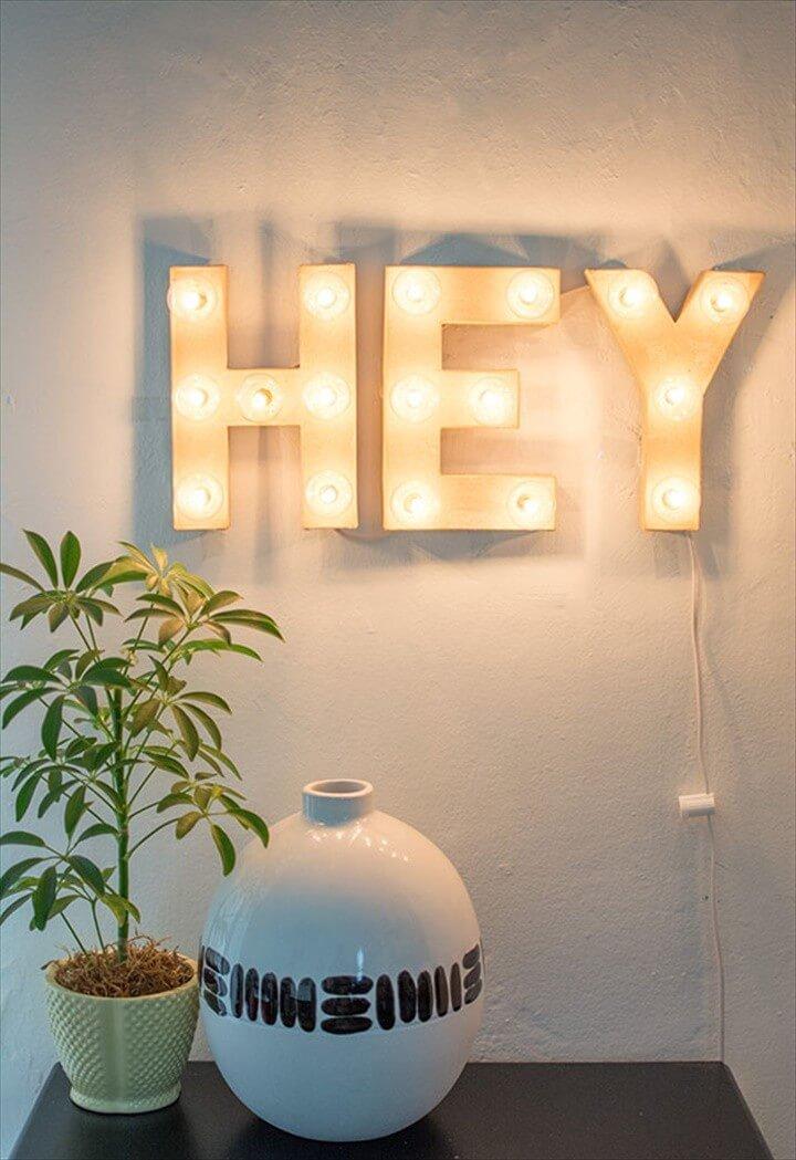 DIY Hey Marquee Sign For Home Decor Project
