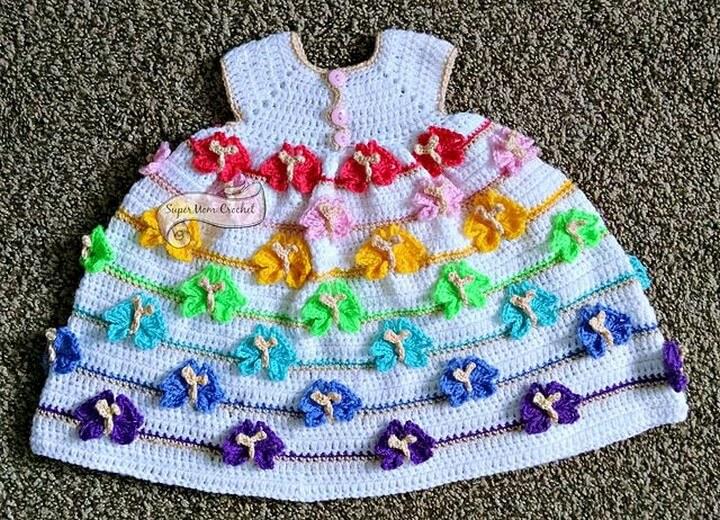 Crochet Newborn Babt Butterfly Dress