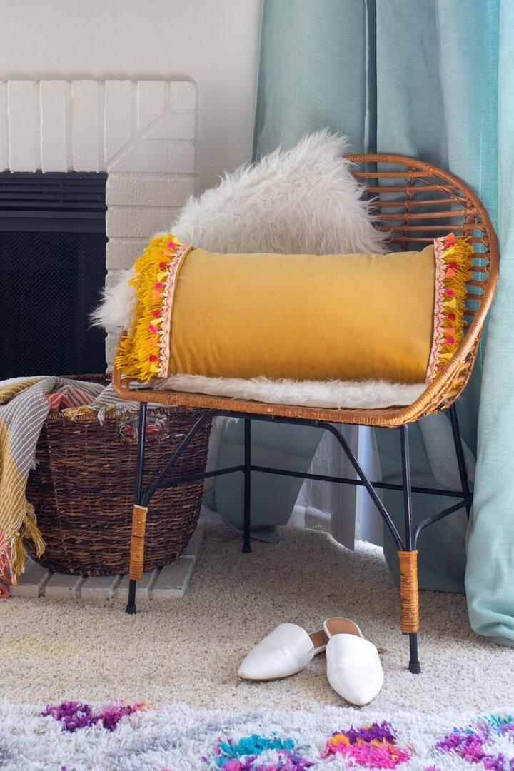 DIY No Sew Boho Fringe Pillow