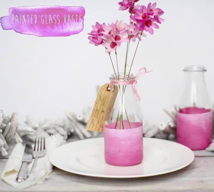 DIY Painted Bottle Vases