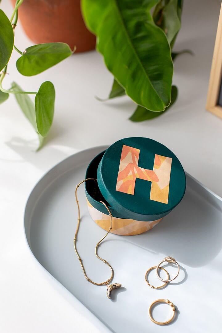 DIY Tropical Monogram Trinket Box