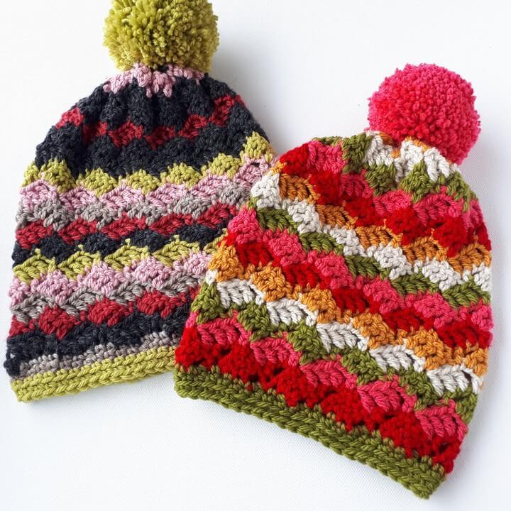 Easy Childrens Crochet Pom Pom Hats