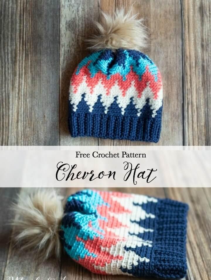 How To Make Crochet Chevron Hat