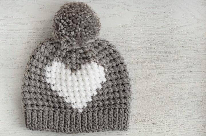 Hunter Heart Crochet Heart Hat