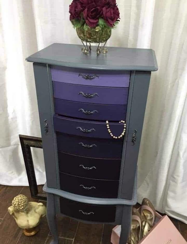 Ombre Painted Jewelry Armoire DIY
