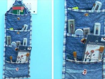 DIY Multipurpose Organizer form Old Jeans Denim