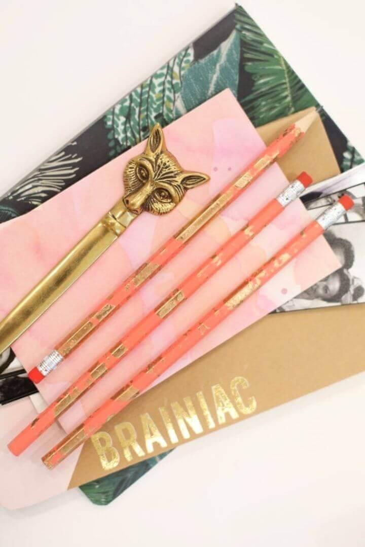 DIY Gold Marbled Pencils