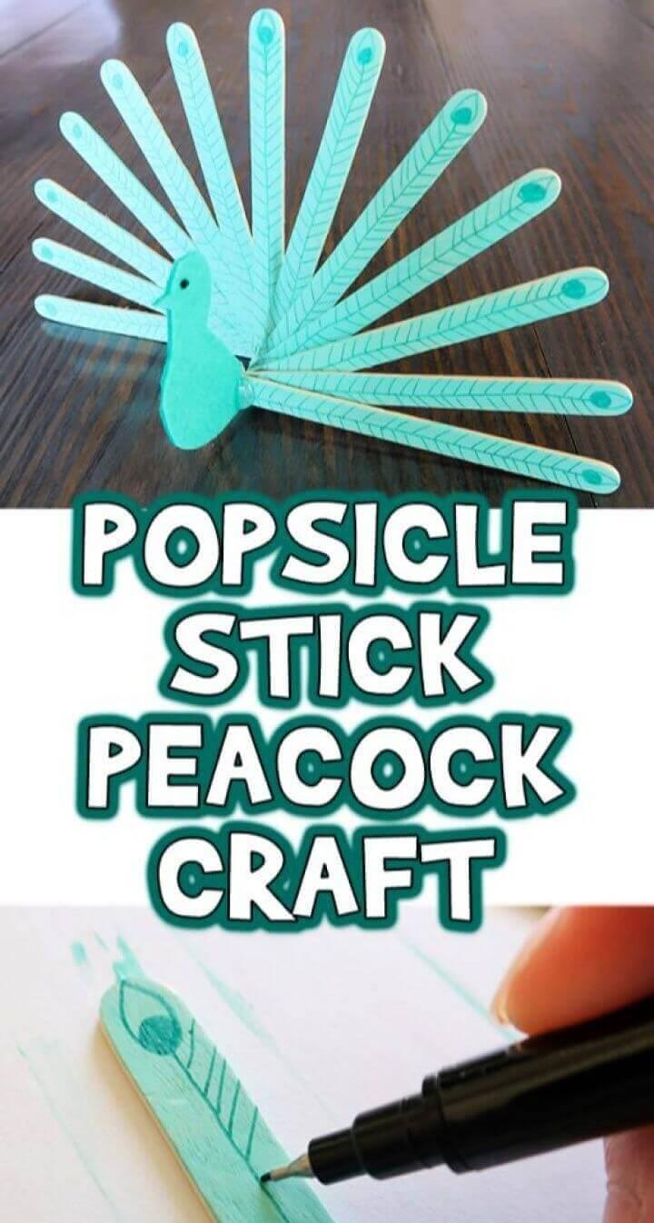 DIY Popsicle Stick Peacock Craft