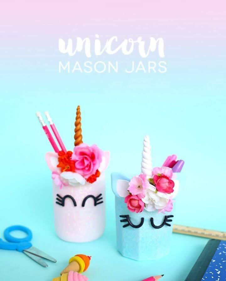 Unicorn Pencil Mason Jars