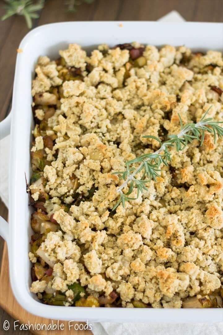Apple Bacon and Brussels Sprout Stuffing