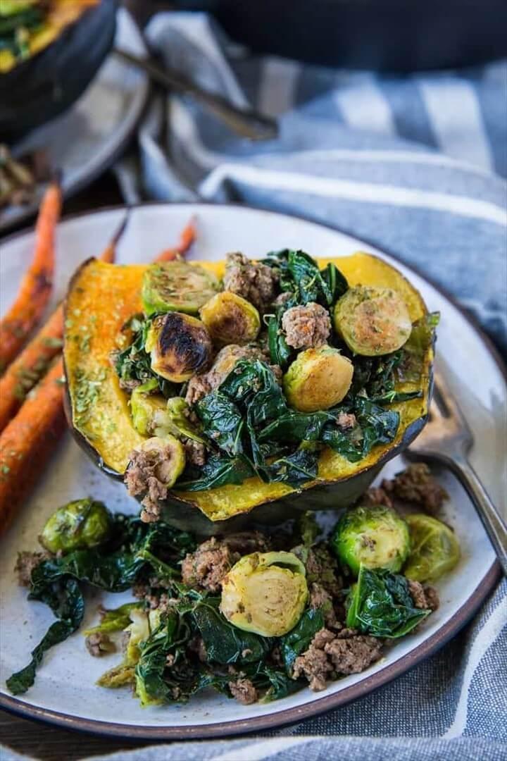 Brussels Sprouts Gratinstuffed Acorn Squash