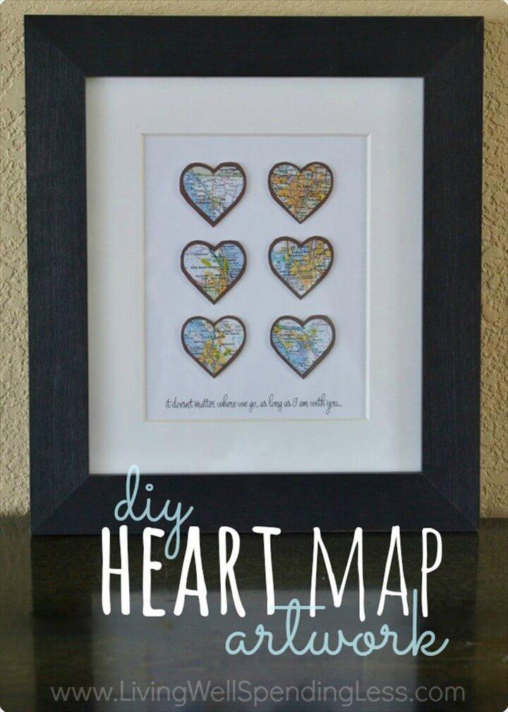 DIY Heart Map Art