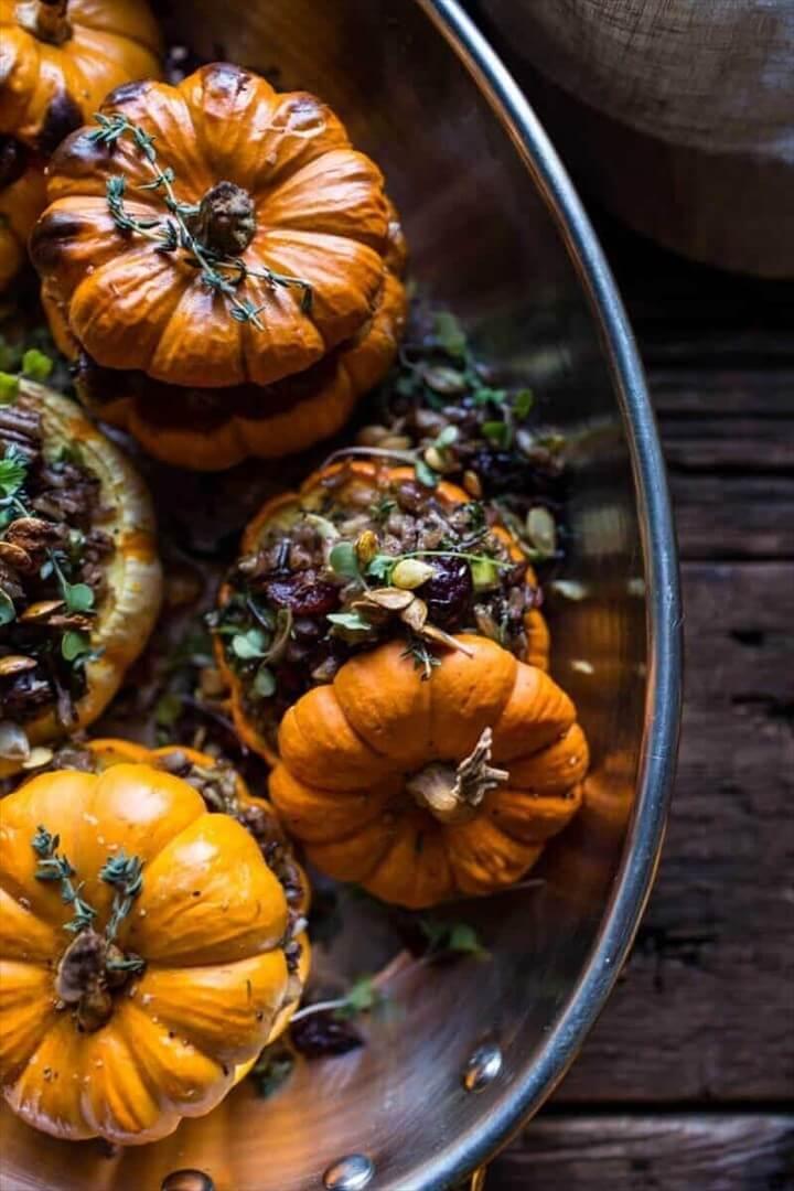 Shredded Brussels Sprout Stuffed Mini Pumpkins