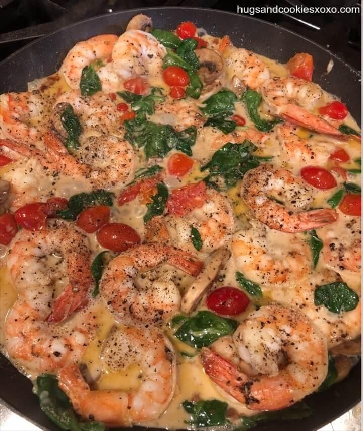 Tuscan Butter Shrimp with Tomato Spinach Cream Sauce