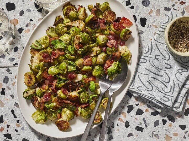 Brussels Sprouts with Bacon Garlic and Shallots 1