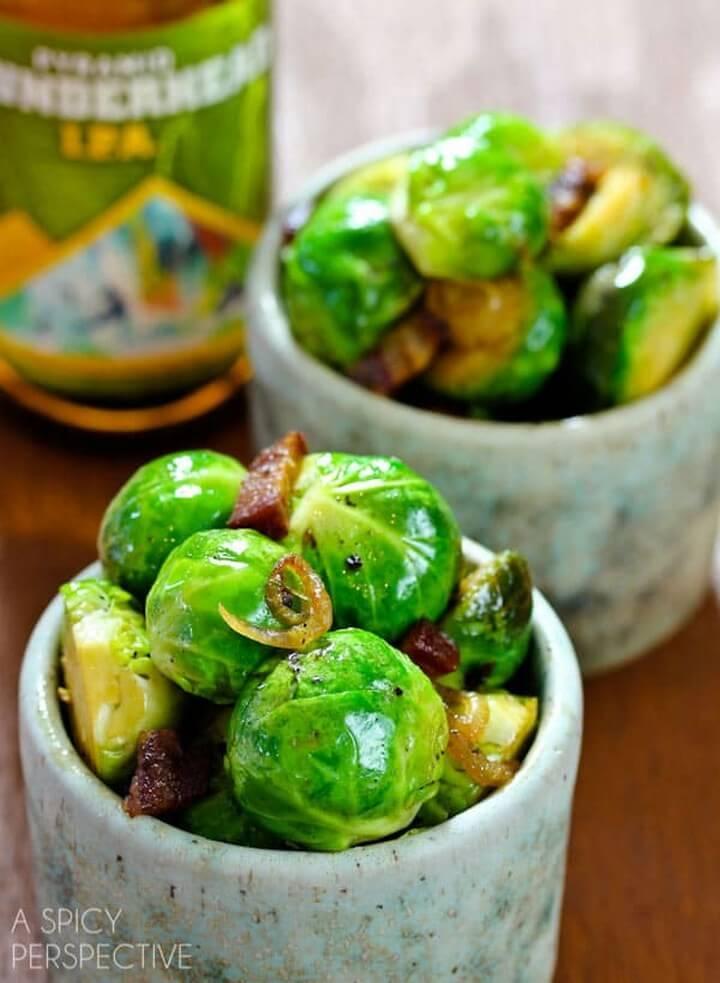 Brussels Sprouts with Bacon and Beer