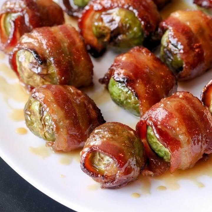 Candied Bacon Wrapped Brussels Sprouts