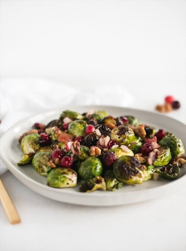 Christmas Roasted Brussels Sprouts with Bacon and Cranberries 1