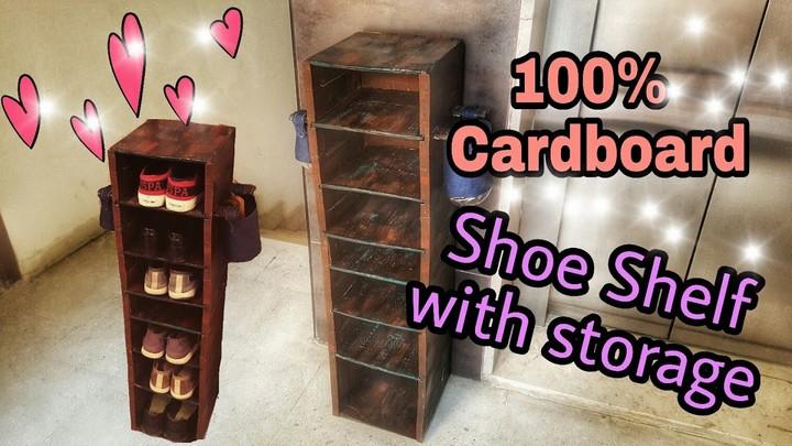 DIY Cardboard Shoe shelf Rustic looks