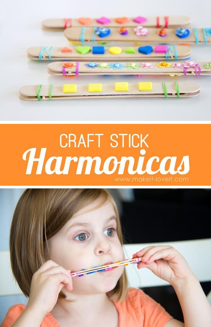 DIY Craft Stick Harmonica Kids Activity