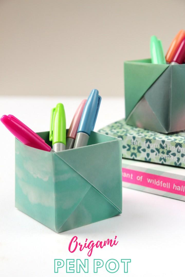 DIY Origami Box Pen Holder