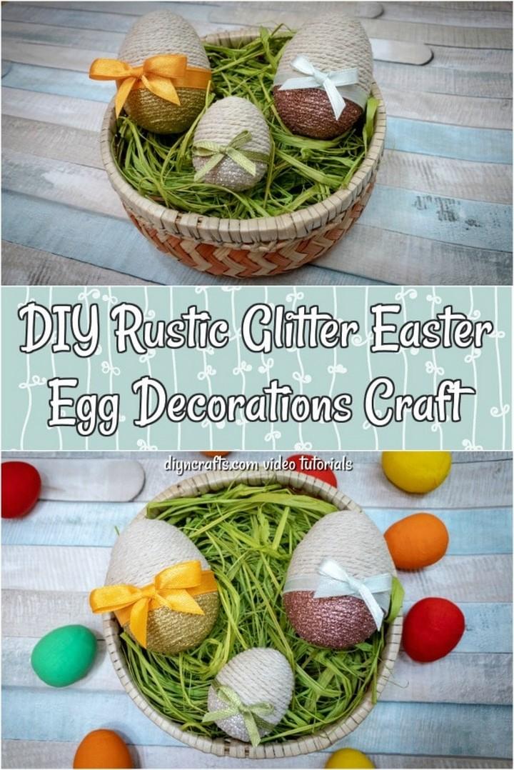 DIY Rustic Glitter Easter Egg Decorations Craft
