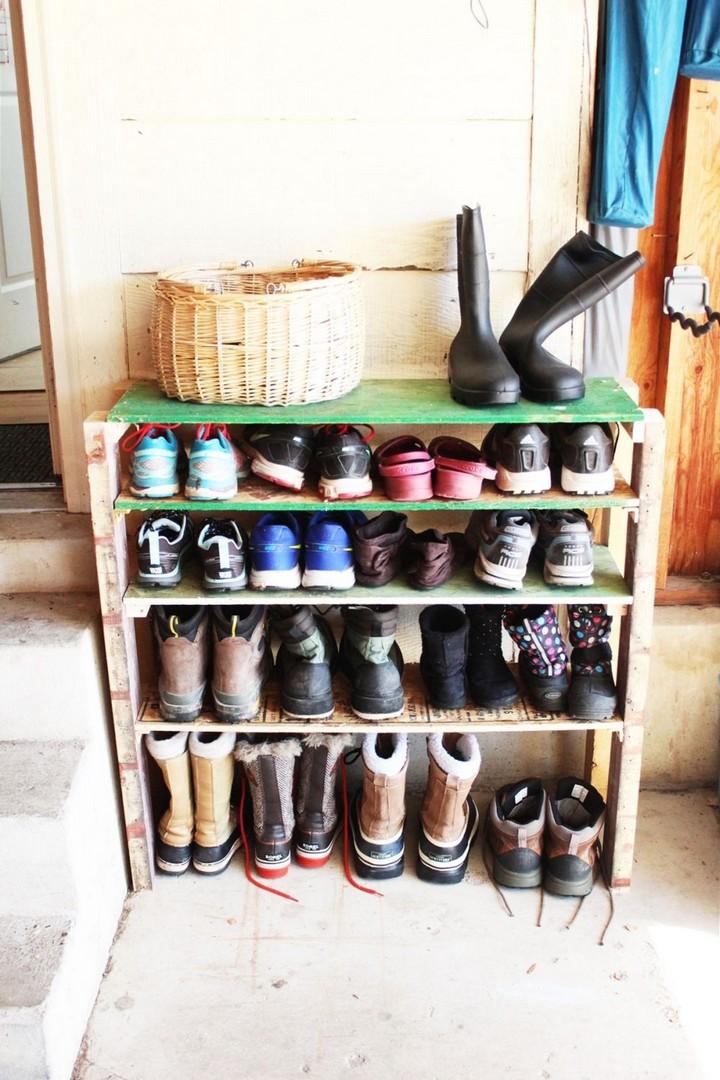 DIY Shoe Storage Shelves for Garage