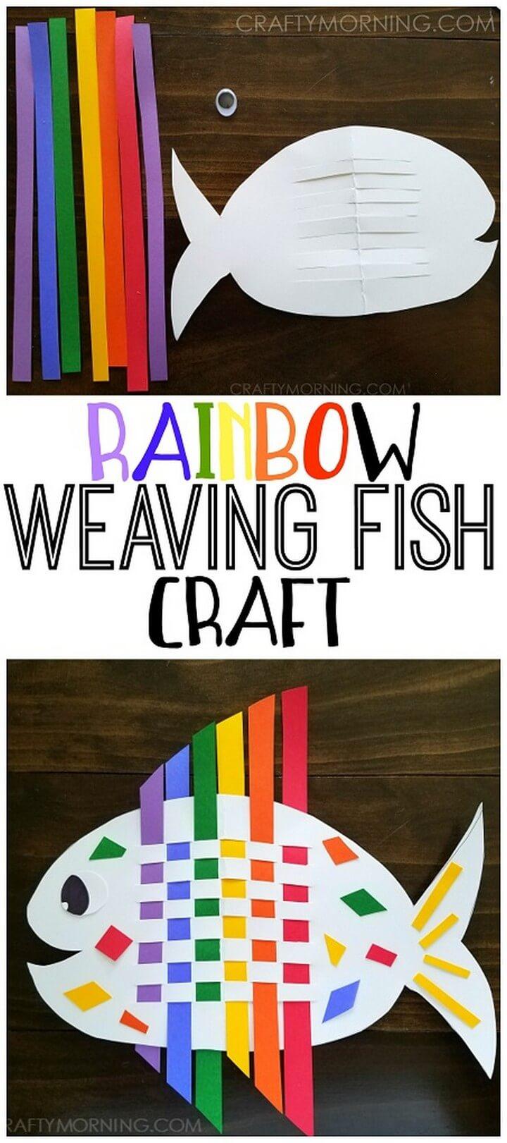 DIY Weaving Rainbow Fish Kids Craft
