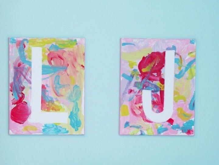 Easy DIY Crafts Kid Created Canvas Letters