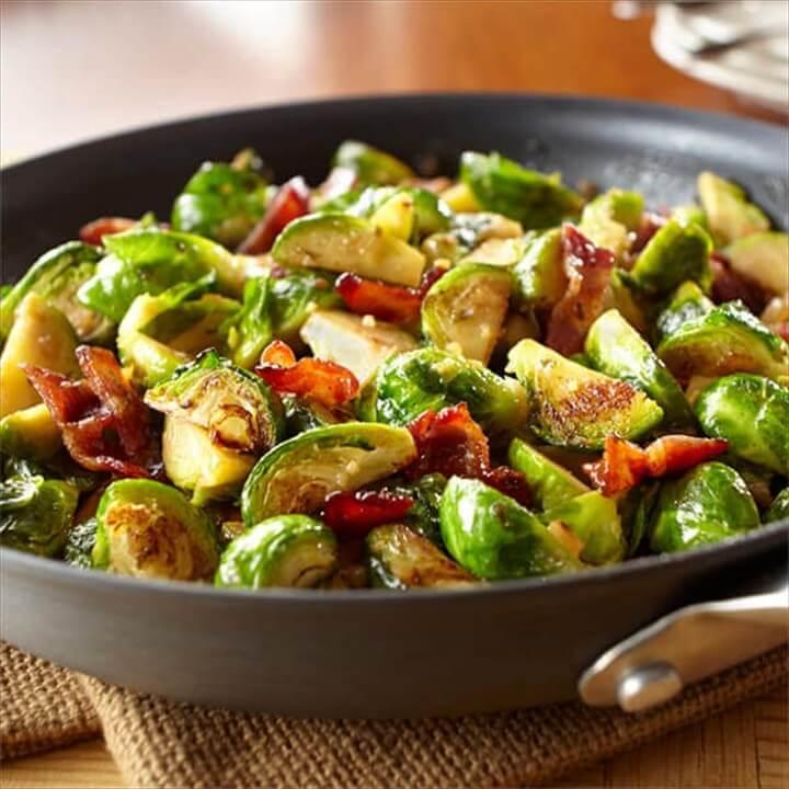 Garlic Brussels Sprouts with Candied Bacon 1