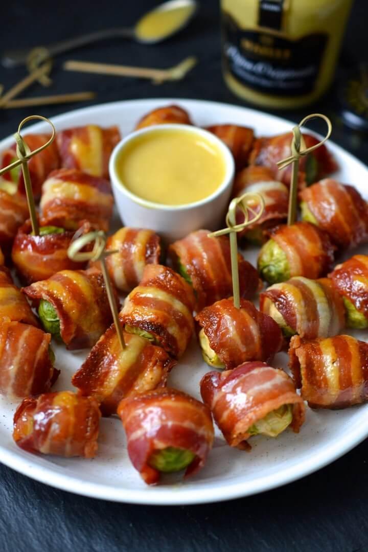 Honey Mustard Glazed Bacon Wrapped Brussels Sprouts