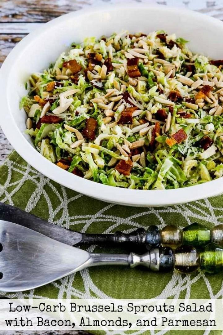 Low Carb Brussels Sprouts Salad with Bacon Almonds