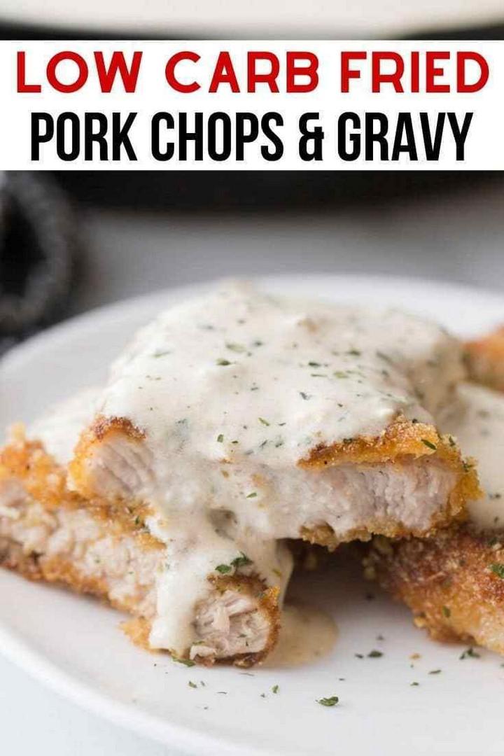 Low Carb Keto Fried Pork Chops Smothered With Grav