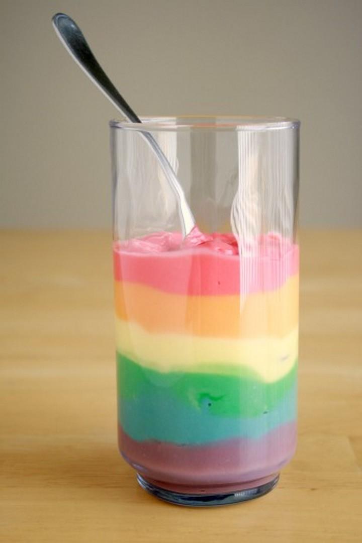 Mixing and Layering Rainbow Pudding