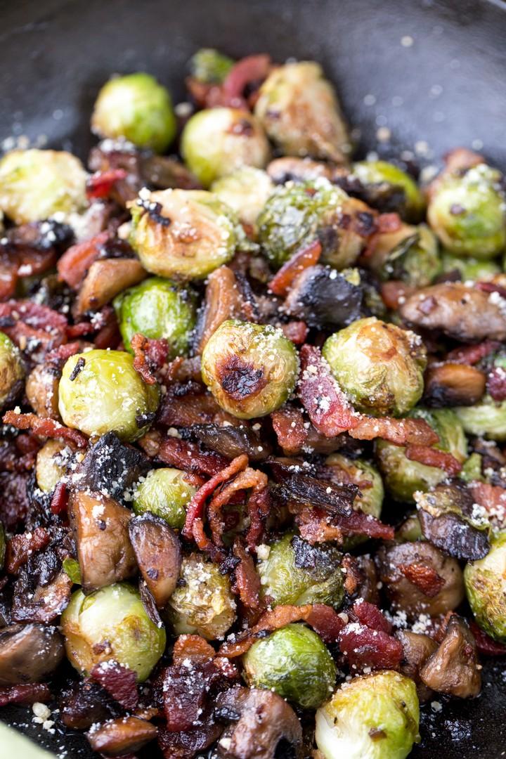 Mushroom Bacon Brussel Sprouts