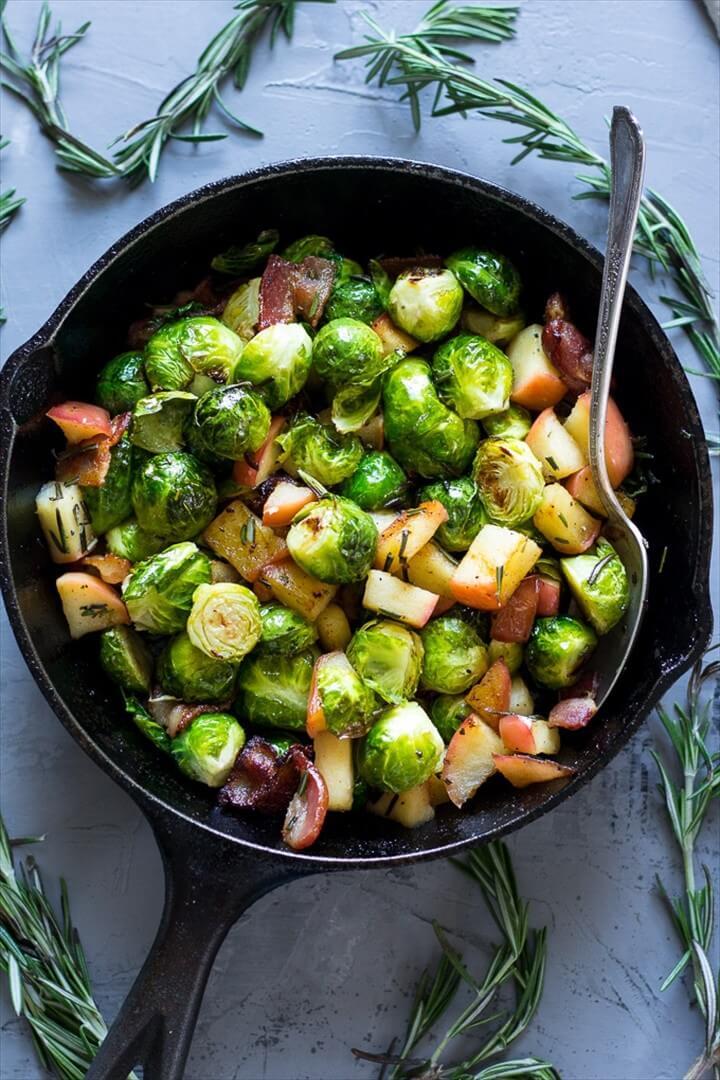 Paleo Roasted Brussels Sprouts with Bacon Apples Whole30 1