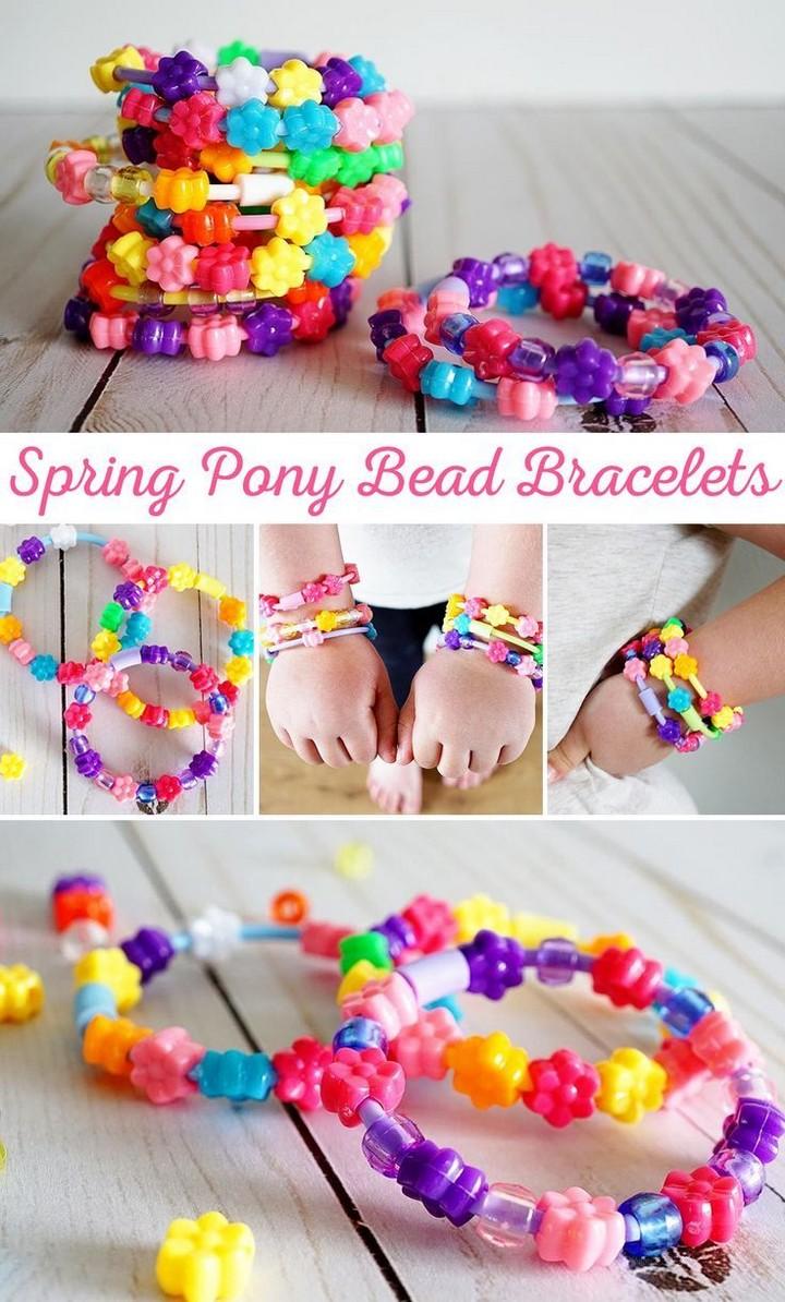 Pony Bead Bracelets to make Spring Bracelets
