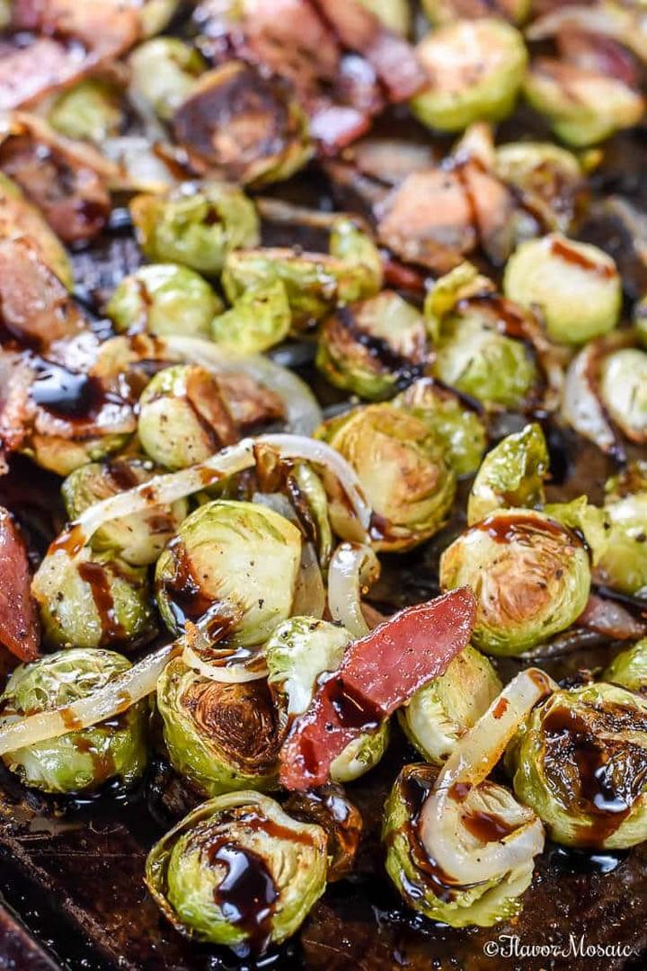 Roasted Brussels Sprouts with Bacon and Balsami