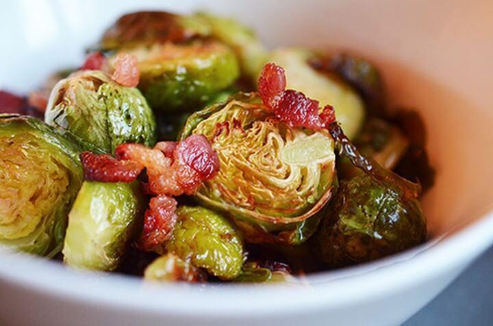 Roasted Brussels Sprouts with Shallots Bacon