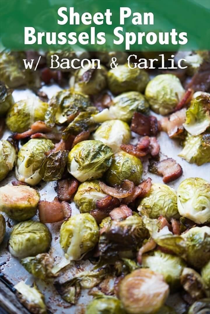 Sheet Pan Brussels Sprouts with Bacon Garlic 1