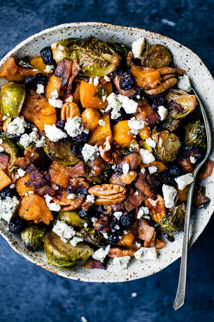 Spicy Maple Roasted Butternut Squash Brussels Sprouts 1