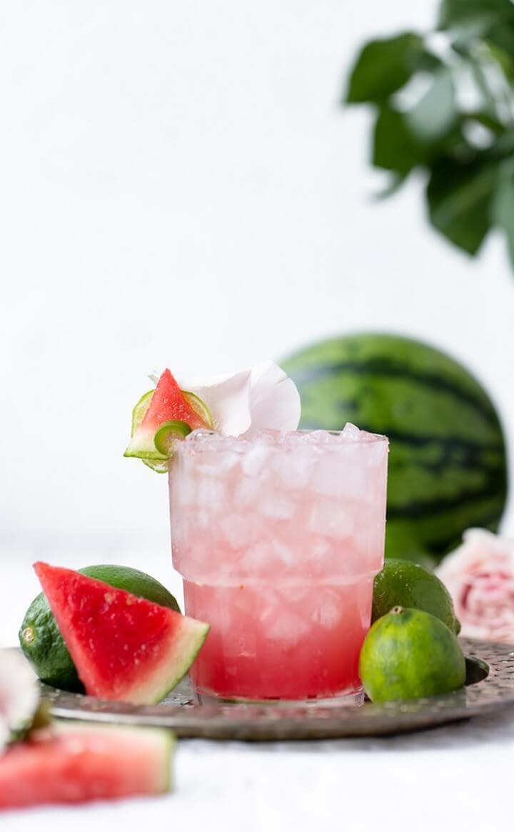 Sweet Spicy Sparkling Rosé Watermelon Margarita